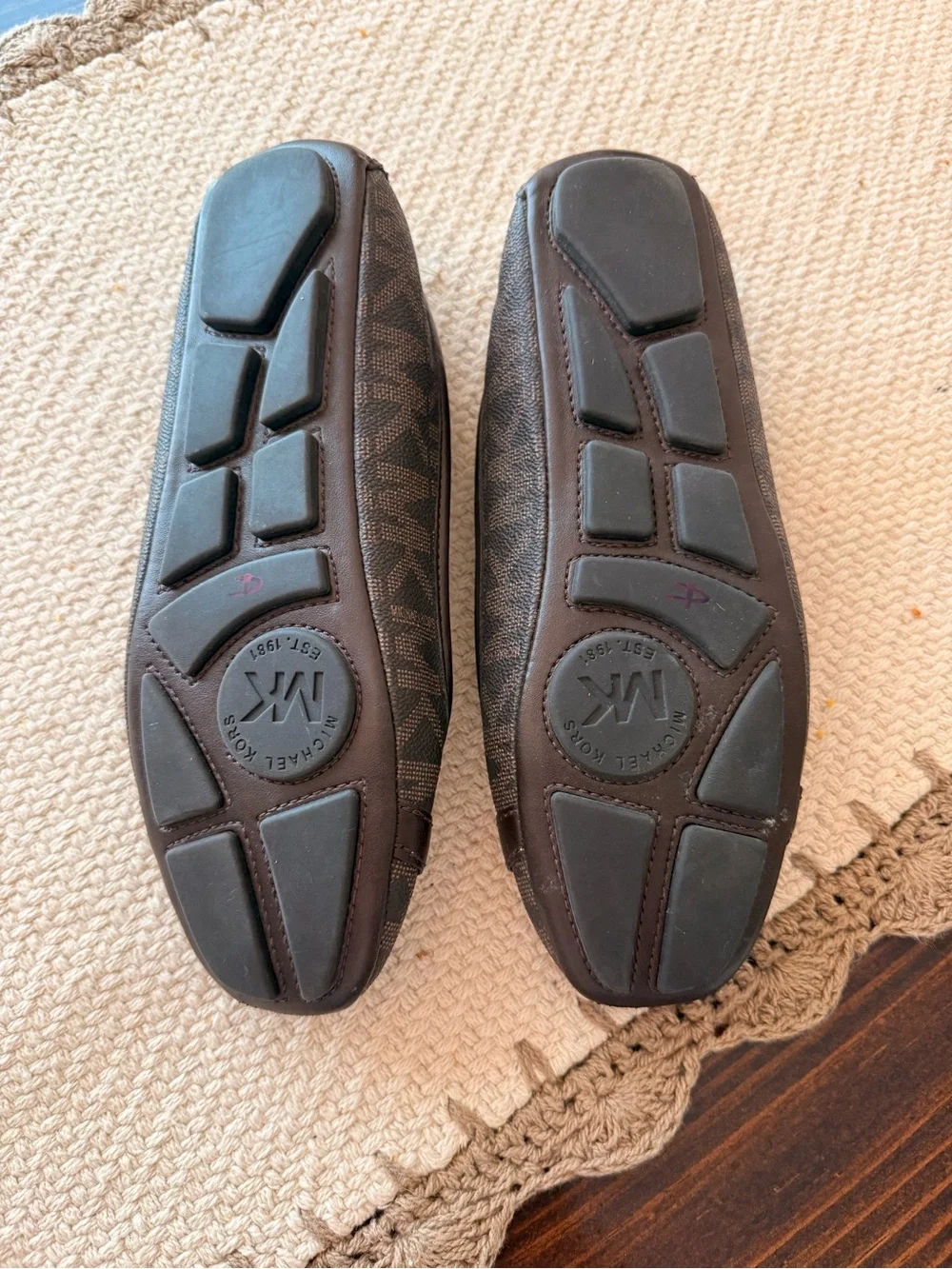 Michael Kors Fulton Brown Leather MK Logo Ballet Flats Shoes- Womens Size 7M